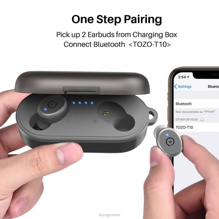 TOZO t10 γκρί ακουστικά H6VX24