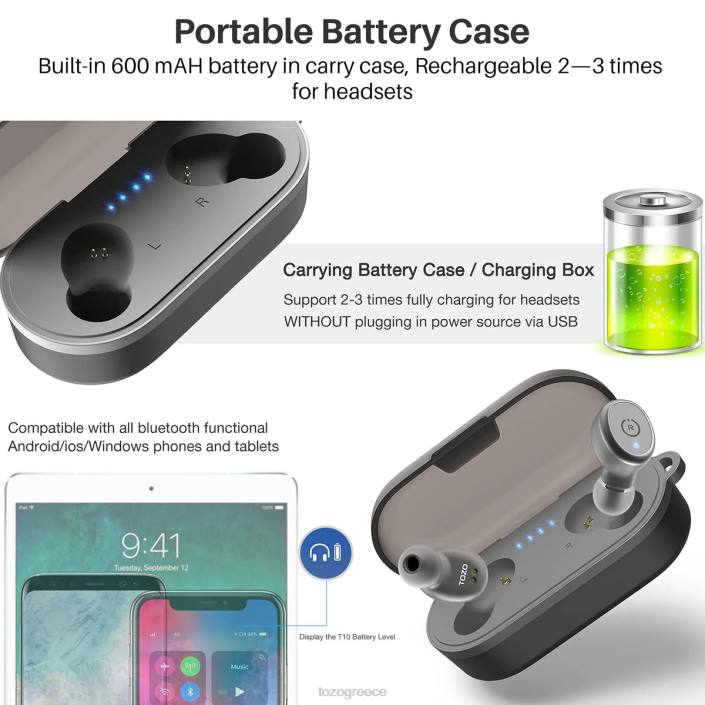TOZO t10 χακί ακουστικά H6VX26