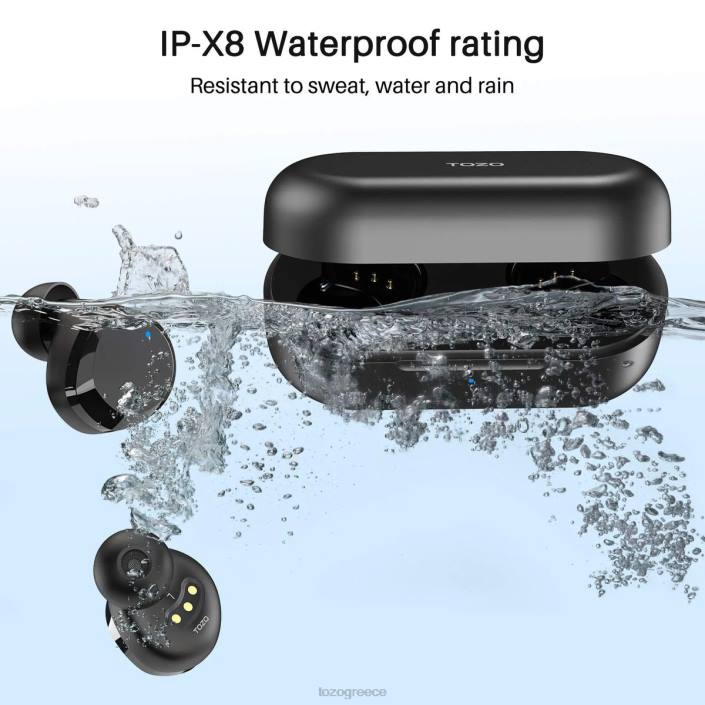 TOZO t12 σκούρο μαύρο ακουστικά H6VX45