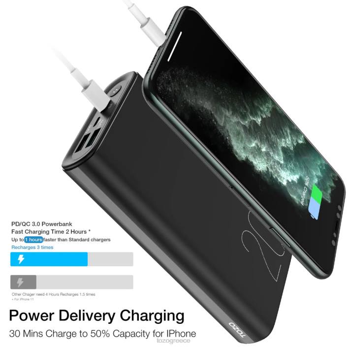TOZO pb1 power bank μαύρος αξεσουάρ H6VX148