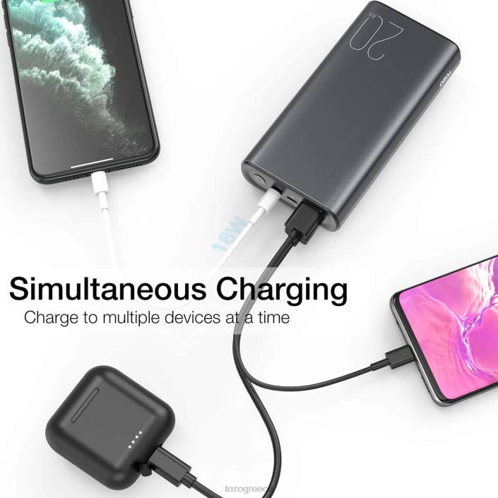 TOZO pb1 power bank γκρί αξεσουάρ H6VX149